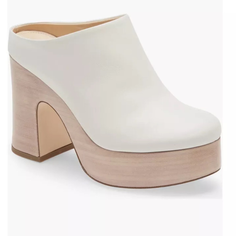 NWOB AGL Italy Leather Sista White Neutral Platform Clog Mule 38.5/8.5